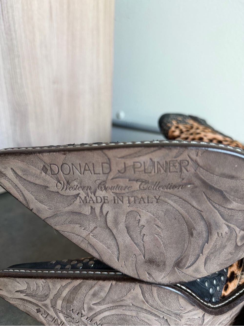 Rare Donald J. Pliner Leopard Print Western Couture Cowboy Boots - Picture 6 of 6